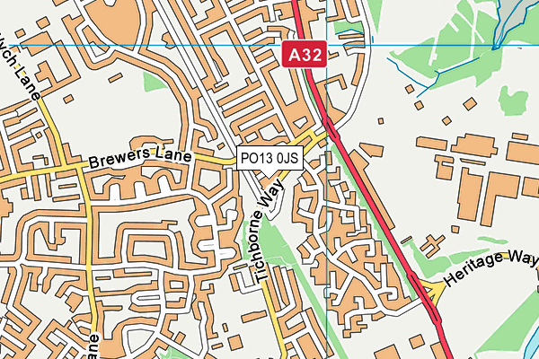 PO13 0JS map - OS VectorMap District (Ordnance Survey)