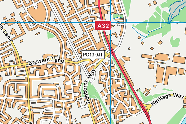 PO13 0JT map - OS VectorMap District (Ordnance Survey)