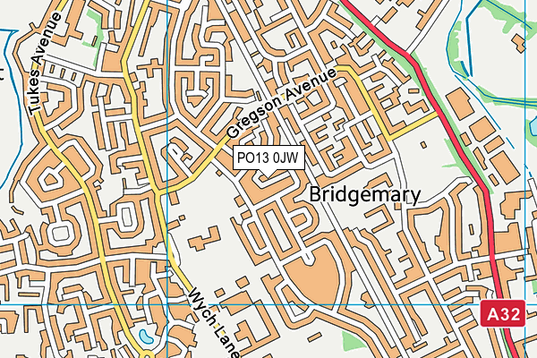 PO13 0JW map - OS VectorMap District (Ordnance Survey)