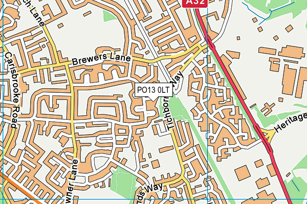 PO13 0LT map - OS VectorMap District (Ordnance Survey)