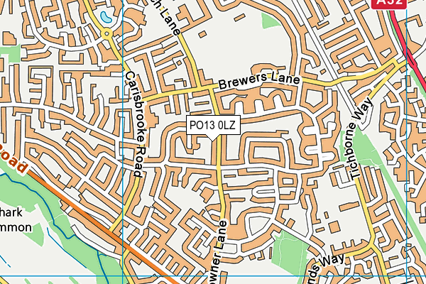 PO13 0LZ map - OS VectorMap District (Ordnance Survey)