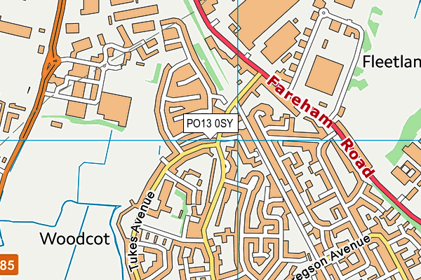 PO13 0SY map - OS VectorMap District (Ordnance Survey)