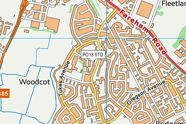 PO13 0TD map - OS VectorMap District (Ordnance Survey)