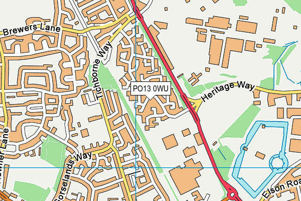 PO13 0WU map - OS VectorMap District (Ordnance Survey)