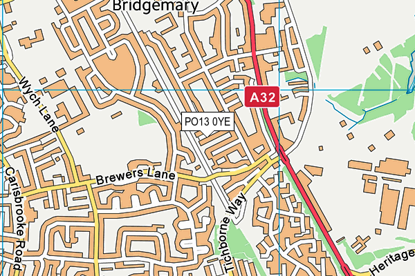 PO13 0YE map - OS VectorMap District (Ordnance Survey)