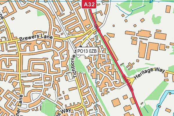 PO13 0ZB map - OS VectorMap District (Ordnance Survey)