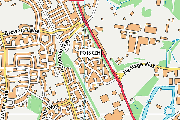 PO13 0ZH map - OS VectorMap District (Ordnance Survey)