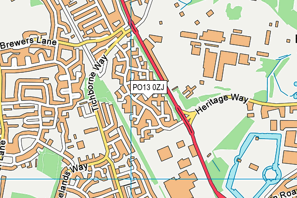 PO13 0ZJ map - OS VectorMap District (Ordnance Survey)