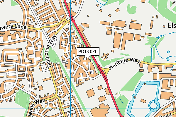 PO13 0ZL map - OS VectorMap District (Ordnance Survey)