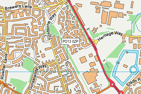 PO13 0ZP map - OS VectorMap District (Ordnance Survey)