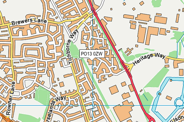 PO13 0ZW map - OS VectorMap District (Ordnance Survey)