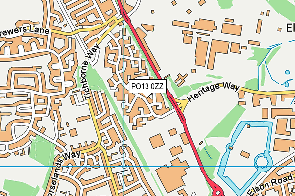 PO13 0ZZ map - OS VectorMap District (Ordnance Survey)