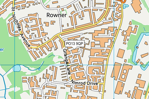 PO13 9QP map - OS VectorMap District (Ordnance Survey)