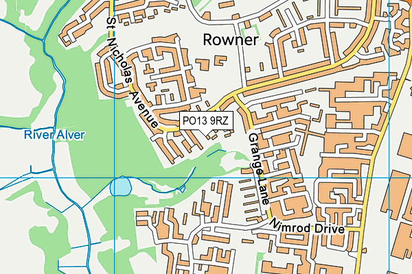 PO13 9RZ map - OS VectorMap District (Ordnance Survey)