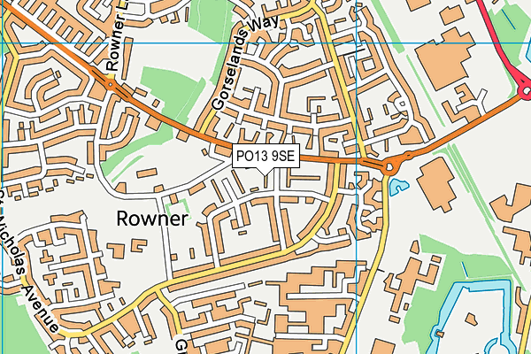 PO13 9SE map - OS VectorMap District (Ordnance Survey)