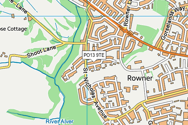 PO13 9TE map - OS VectorMap District (Ordnance Survey)