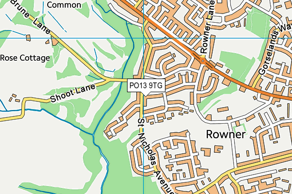 PO13 9TG map - OS VectorMap District (Ordnance Survey)