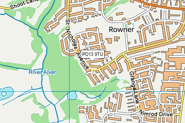 PO13 9TU map - OS VectorMap District (Ordnance Survey)