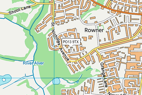 PO13 9TX map - OS VectorMap District (Ordnance Survey)