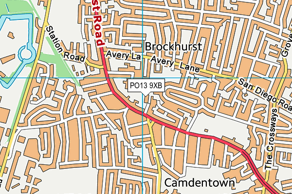 PO13 9XB map - OS VectorMap District (Ordnance Survey)