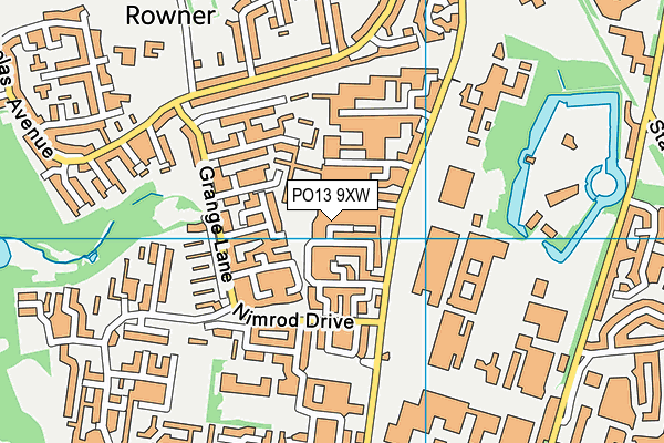PO13 9XW map - OS VectorMap District (Ordnance Survey)