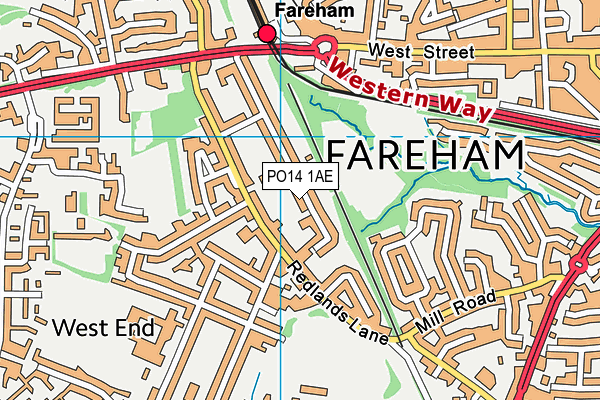 PO14 1AE map - OS VectorMap District (Ordnance Survey)