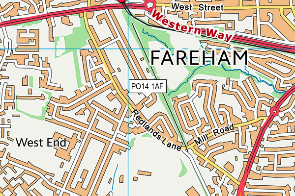 PO14 1AF map - OS VectorMap District (Ordnance Survey)