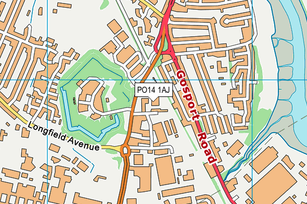 PO14 1AJ map - OS VectorMap District (Ordnance Survey)