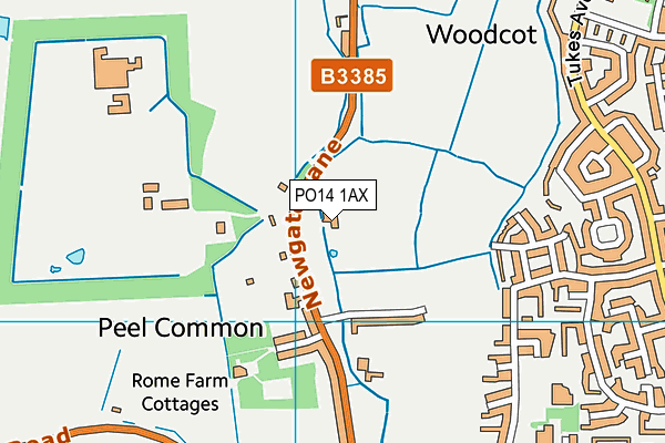 PO14 1AX map - OS VectorMap District (Ordnance Survey)