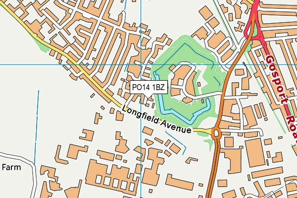 PO14 1BZ map - OS VectorMap District (Ordnance Survey)