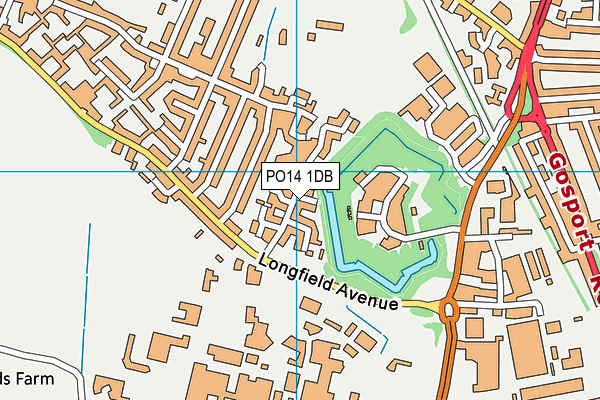 PO14 1DB map - OS VectorMap District (Ordnance Survey)