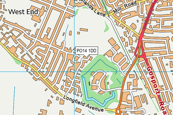 PO14 1DD map - OS VectorMap District (Ordnance Survey)