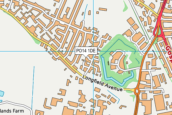 PO14 1DE map - OS VectorMap District (Ordnance Survey)