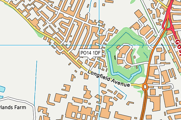 PO14 1DF map - OS VectorMap District (Ordnance Survey)