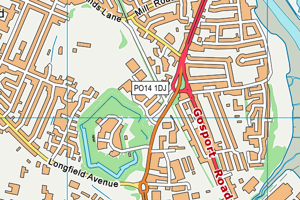 PO14 1DJ map - OS VectorMap District (Ordnance Survey)