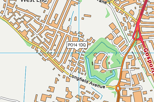 PO14 1DQ map - OS VectorMap District (Ordnance Survey)