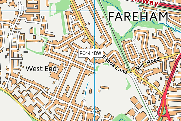 PO14 1DW map - OS VectorMap District (Ordnance Survey)