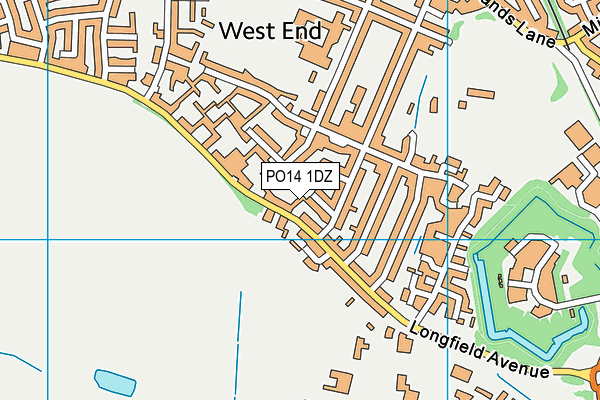 PO14 1DZ map - OS VectorMap District (Ordnance Survey)