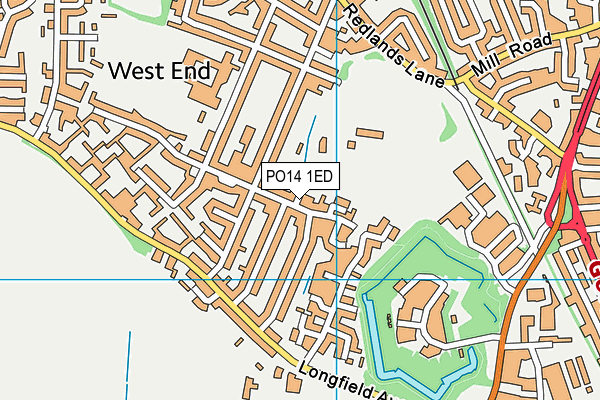 PO14 1ED map - OS VectorMap District (Ordnance Survey)