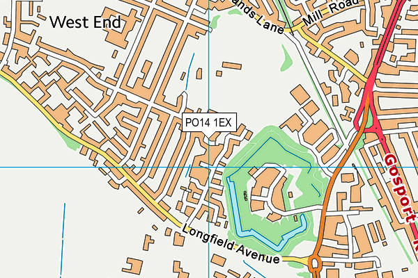 PO14 1EX map - OS VectorMap District (Ordnance Survey)