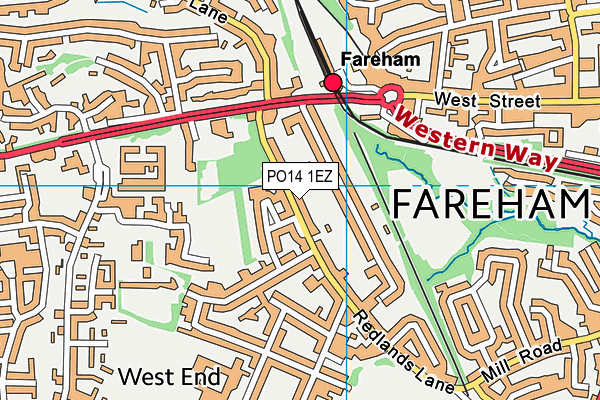 PO14 1EZ map - OS VectorMap District (Ordnance Survey)