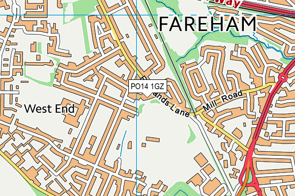 PO14 1GZ map - OS VectorMap District (Ordnance Survey)