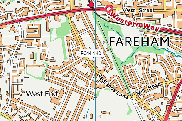 PO14 1HD map - OS VectorMap District (Ordnance Survey)