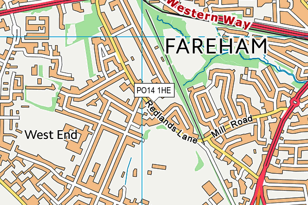 PO14 1HE map - OS VectorMap District (Ordnance Survey)