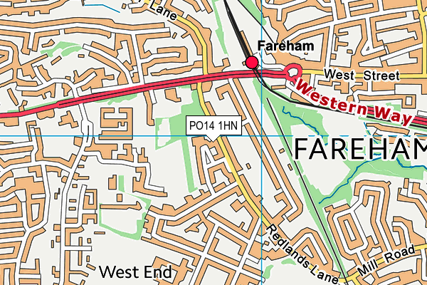 PO14 1HN map - OS VectorMap District (Ordnance Survey)