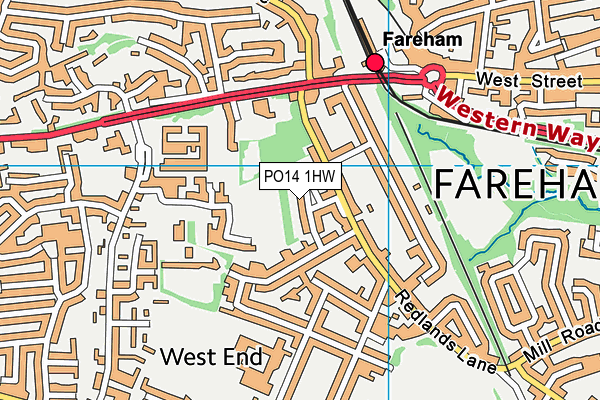 PO14 1HW map - OS VectorMap District (Ordnance Survey)