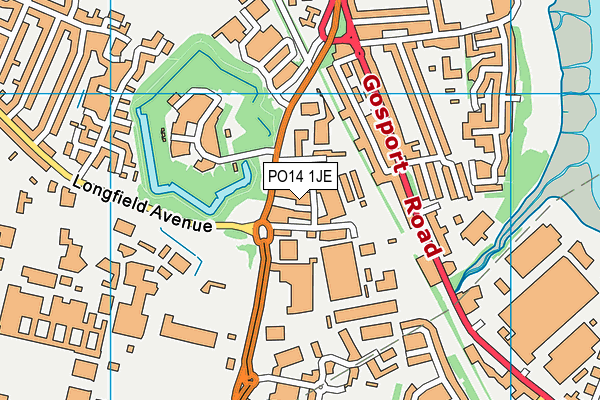 PO14 1JE map - OS VectorMap District (Ordnance Survey)