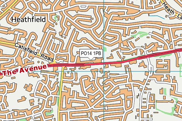 PO14 1PB map - OS VectorMap District (Ordnance Survey)