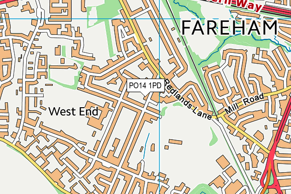 PO14 1PD map - OS VectorMap District (Ordnance Survey)