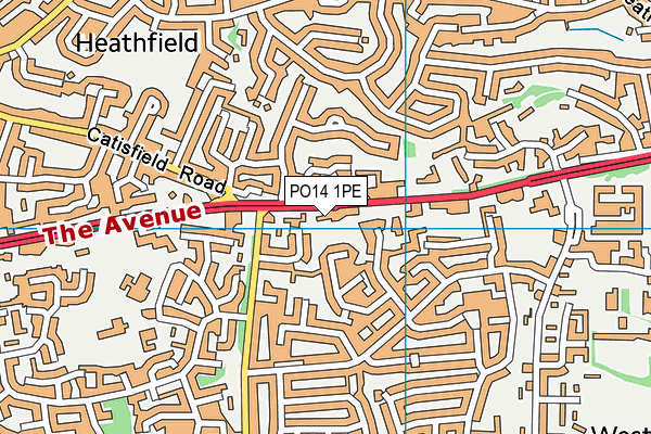 PO14 1PE map - OS VectorMap District (Ordnance Survey)